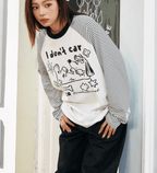 Hand - Drawn Graphic Striped Raglan Sleeve Tee - COPPING THREADS - Harsh and Cruel