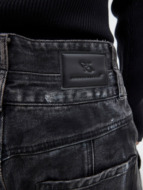 Hand-Drawn Washed Wide-Leg Jeans - COPPING THREADS - Argue Culture