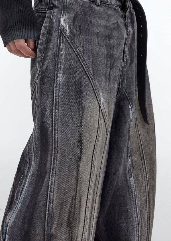 Hand-Drawn Washed Wide-Leg Jeans - COPPING THREADS - Argue Culture
