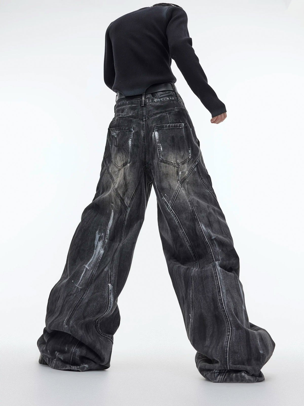 Hand-Drawn Washed Wide-Leg Jeans - COPPING THREADS - Argue Culture