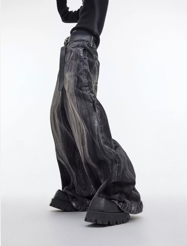 Hand-Drawn Washed Wide-Leg Jeans - COPPING THREADS - Argue Culture