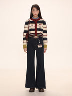 Hand - Embroidered Snowman Short Cardigan - COPPING THREADS - MOROMORO