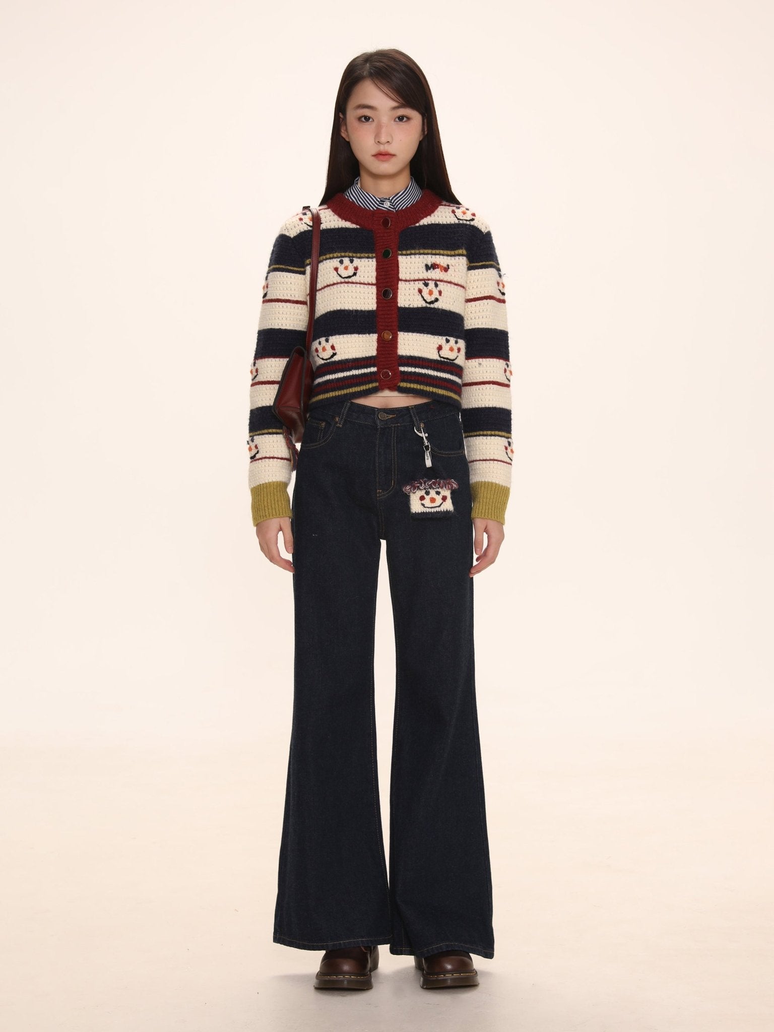 Hand - Embroidered Snowman Short Cardigan - COPPING THREADS - MOROMORO