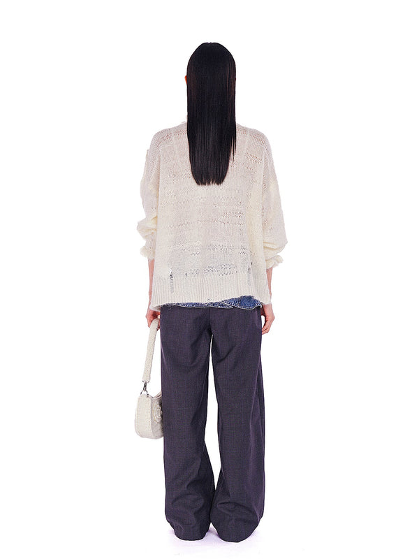 Hand - Knitted Floral Pearl Hollow - Out Knit Cardigan - COPPING THREADS - MOROMORO