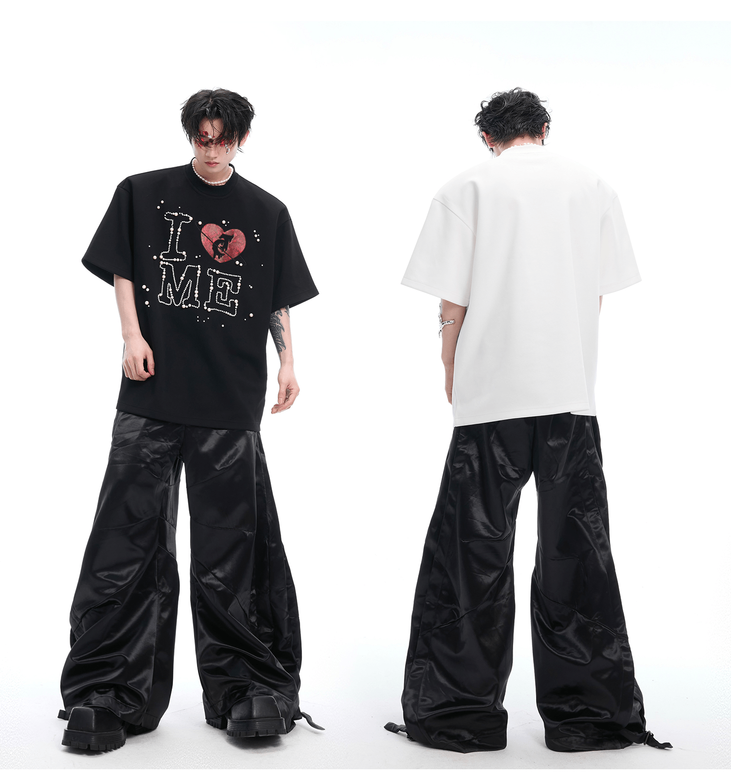 Hand - Sewn Pearl Embellished Oversized Tee - COPPING THREADS - ArguE CulturE