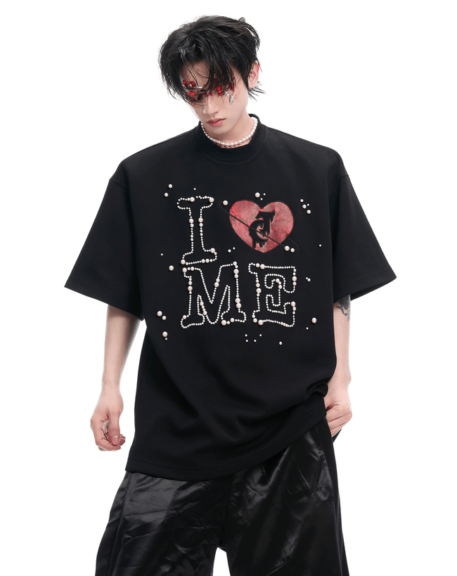 Hand - Sewn Pearl Embellished Oversized Tee - COPPING THREADS - ArguE CulturE Hover Image