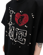 Hand - Sewn Pearl Embellished Oversized Tee - COPPING THREADS - ArguE CulturE