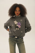 Hand - Sewn Snowflake & Bunny Wool Knit Sweater - COPPING THREADS - MOROMORO