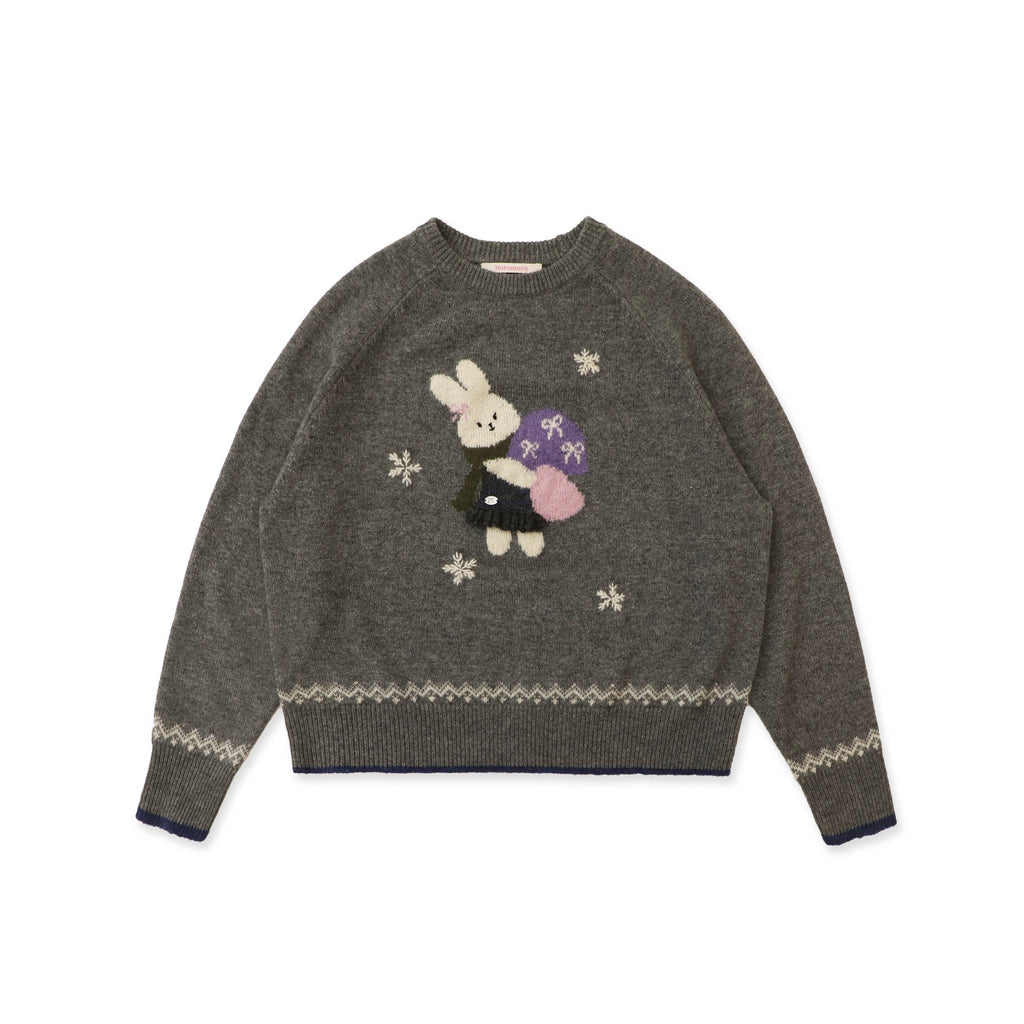 Hand - Sewn Snowflake & Bunny Wool Knit Sweater - COPPING THREADS - MOROMORO