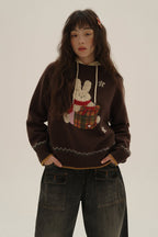 Hand - Sewn Snowflake & Bunny Wool Knit Sweater - COPPING THREADS - MOROMORO