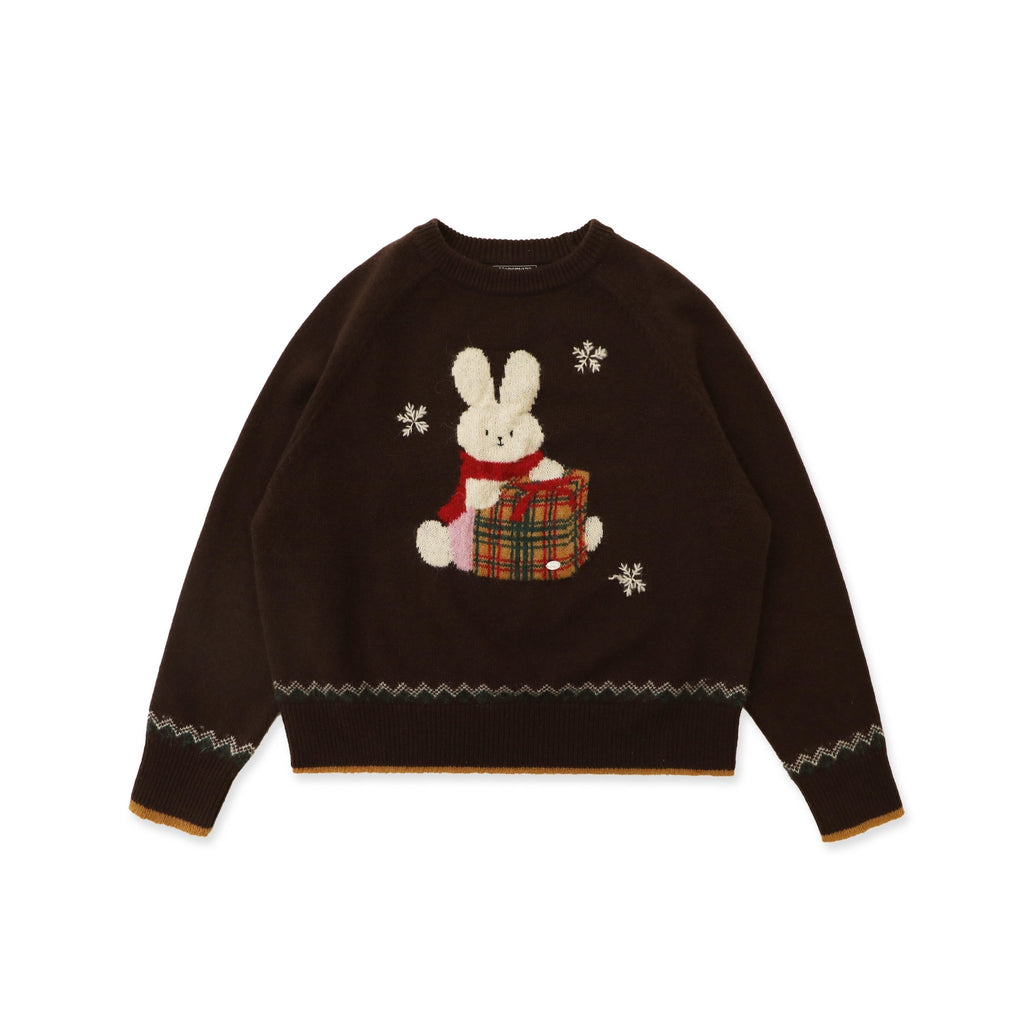 Hand - Sewn Snowflake & Bunny Wool Knit Sweater - COPPING THREADS - MOROMORO