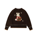 Hand - Sewn Snowflake & Bunny Wool Knit Sweater - COPPING THREADS - MOROMORO