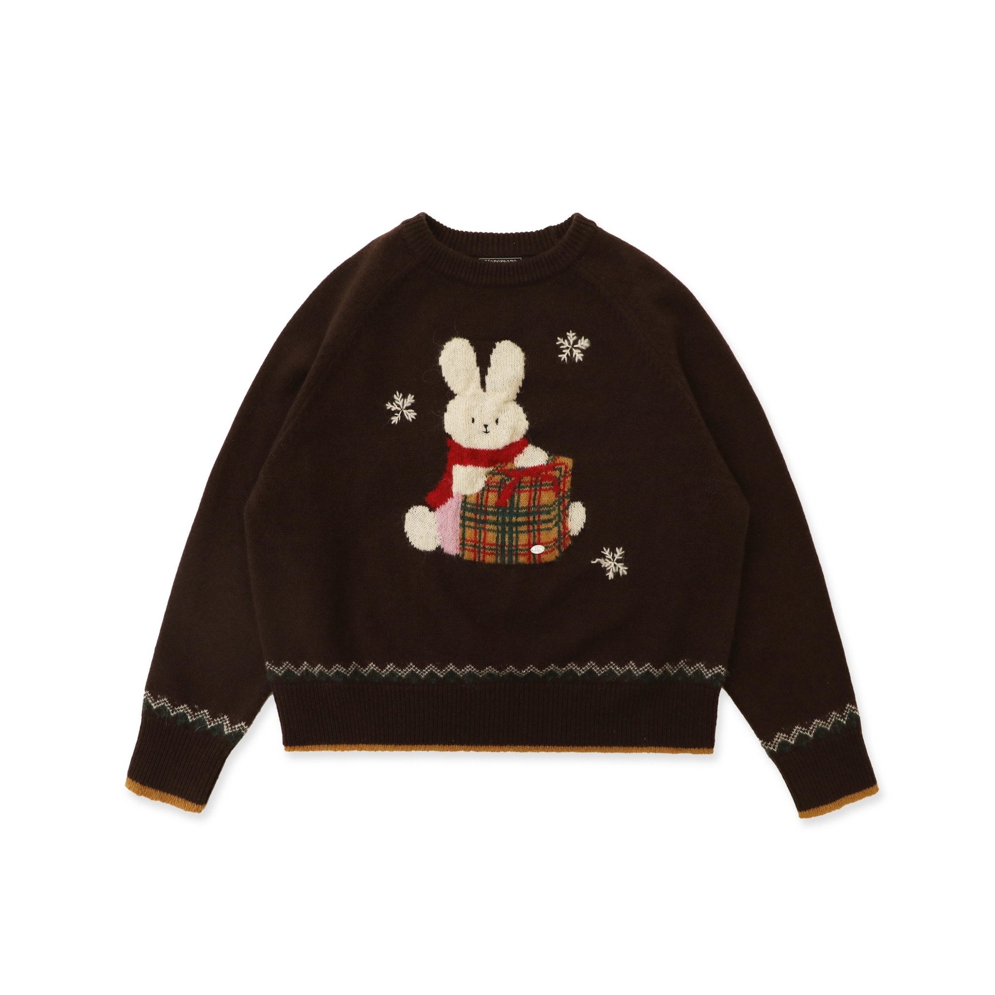 Hand - Sewn Snowflake & Bunny Wool Knit Sweater - COPPING THREADS - MOROMORO
