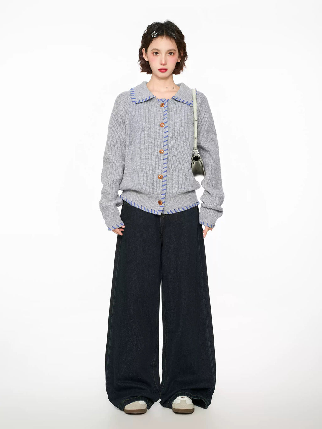 Hand - Stitched Yarn Edge Collared Knit Sweater - COPPING THREADS - CHICISLAND