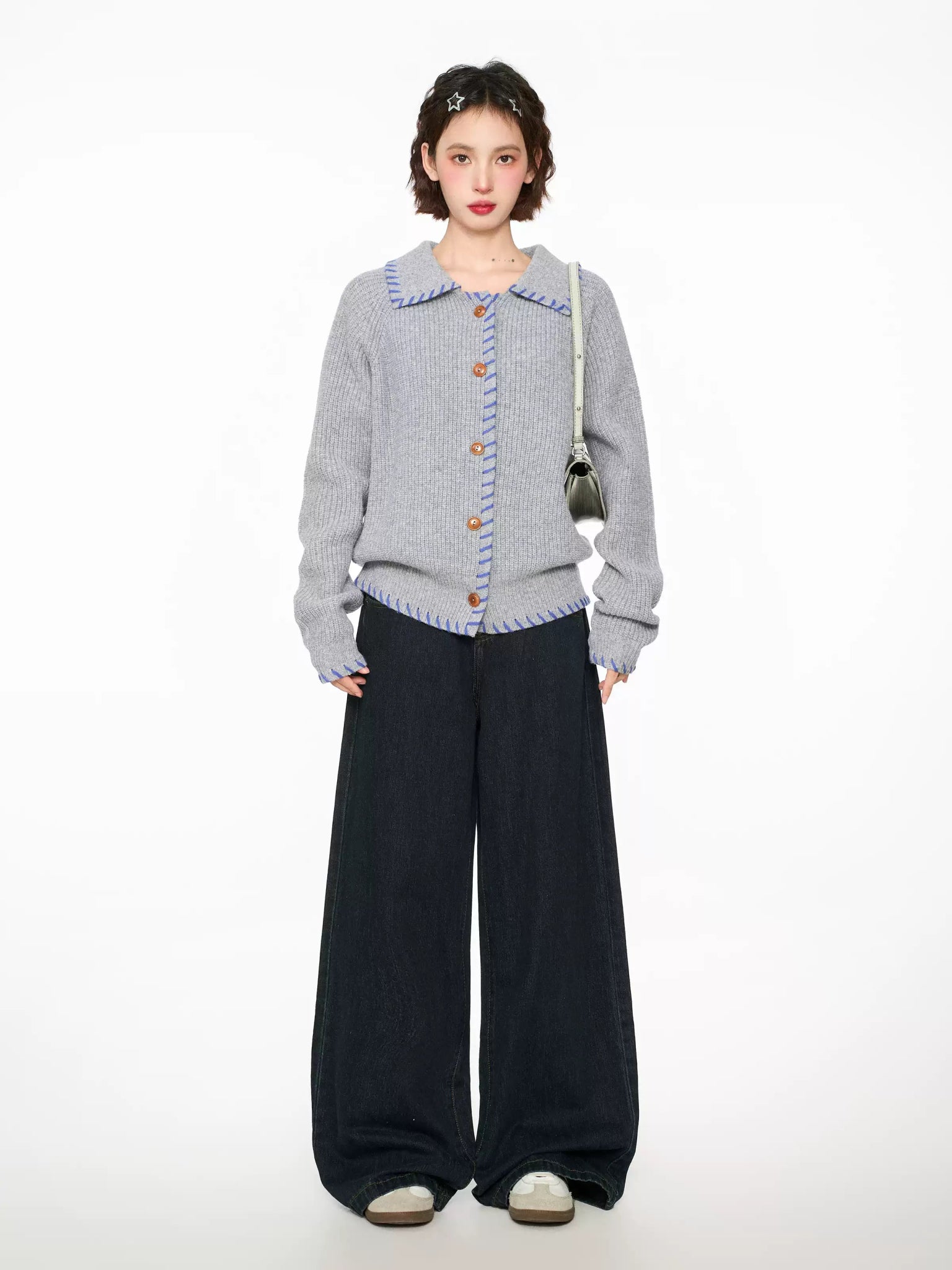 Hand - Stitched Yarn Edge Collared Knit Sweater - COPPING THREADS - CHICISLAND