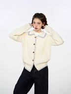 Hand - Stitched Yarn Edge Collared Knit Sweater - COPPING THREADS - CHICISLAND