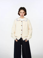 Hand - Stitched Yarn Edge Collared Knit Sweater - COPPING THREADS - CHICISLAND