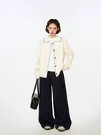 Hand - Stitched Yarn Edge Collared Knit Sweater - COPPING THREADS - CHICISLAND