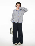 Hand - Stitched Yarn Edge Collared Knit Sweater - COPPING THREADS - CHICISLAND