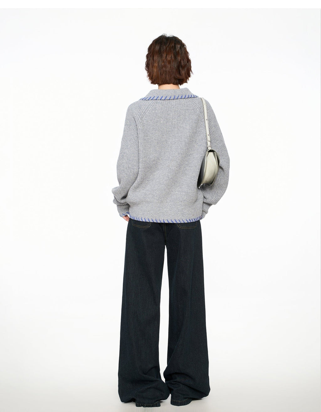 Hand - Stitched Yarn Edge Collared Knit Sweater - COPPING THREADS - CHICISLAND