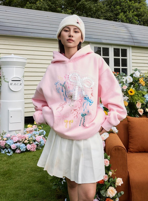Handcrafted Lace Bow Pullover Hoodie - COPPING THREADS - Harsh and Cruel