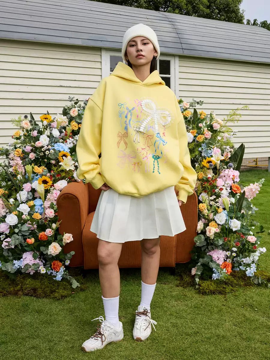 Handcrafted Lace Bow Pullover Hoodie - COPPING THREADS - Harsh and Cruel