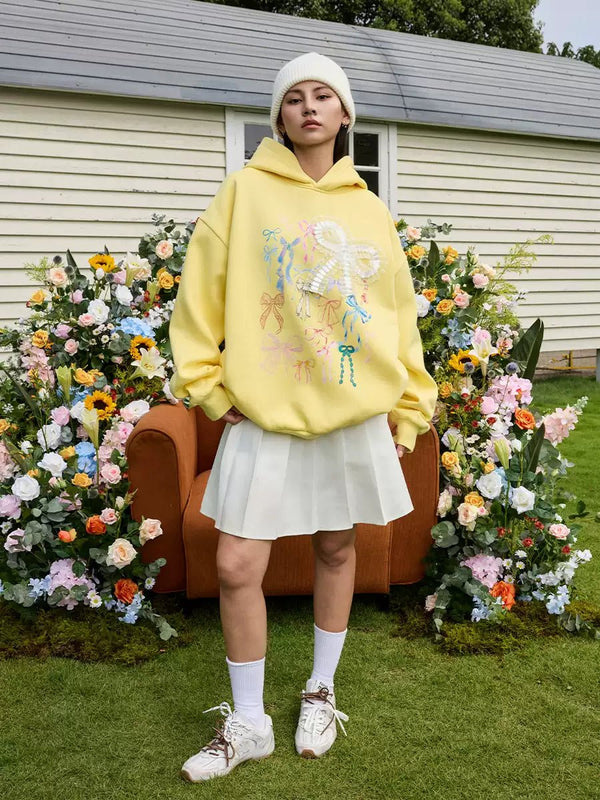 Handcrafted Lace Bow Pullover Hoodie - COPPING THREADS - Harsh and Cruel