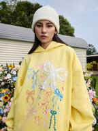 Handcrafted Lace Bow Pullover Hoodie - COPPING THREADS - Harsh and Cruel