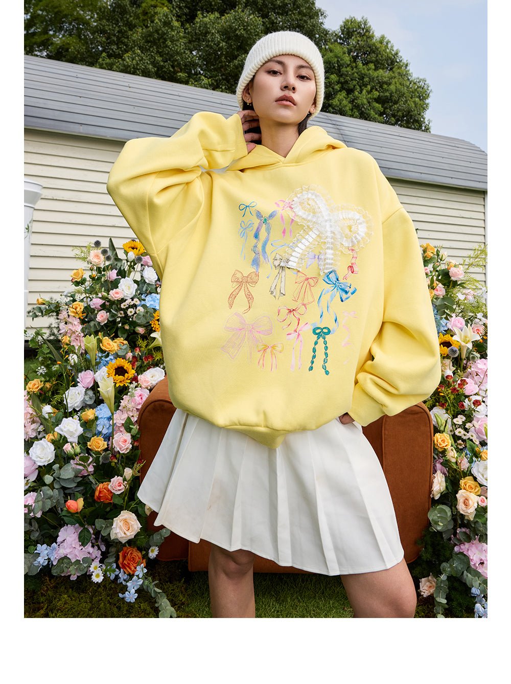 Handcrafted Lace Bow Pullover Hoodie - COPPING THREADS - Harsh and Cruel Hauptbild