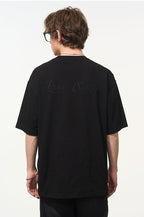 Handwritten Embroidered French Slogan Letter Tee - COPPING THREADS - Harsh and Cruel