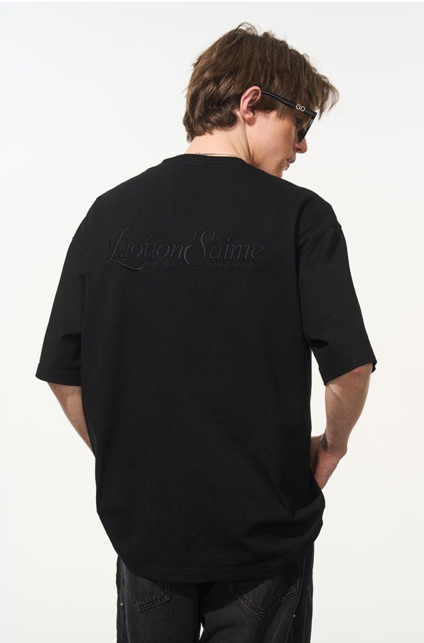 Handwritten Embroidered French Slogan Letter Tee - COPPING THREADS - Harsh and Cruel