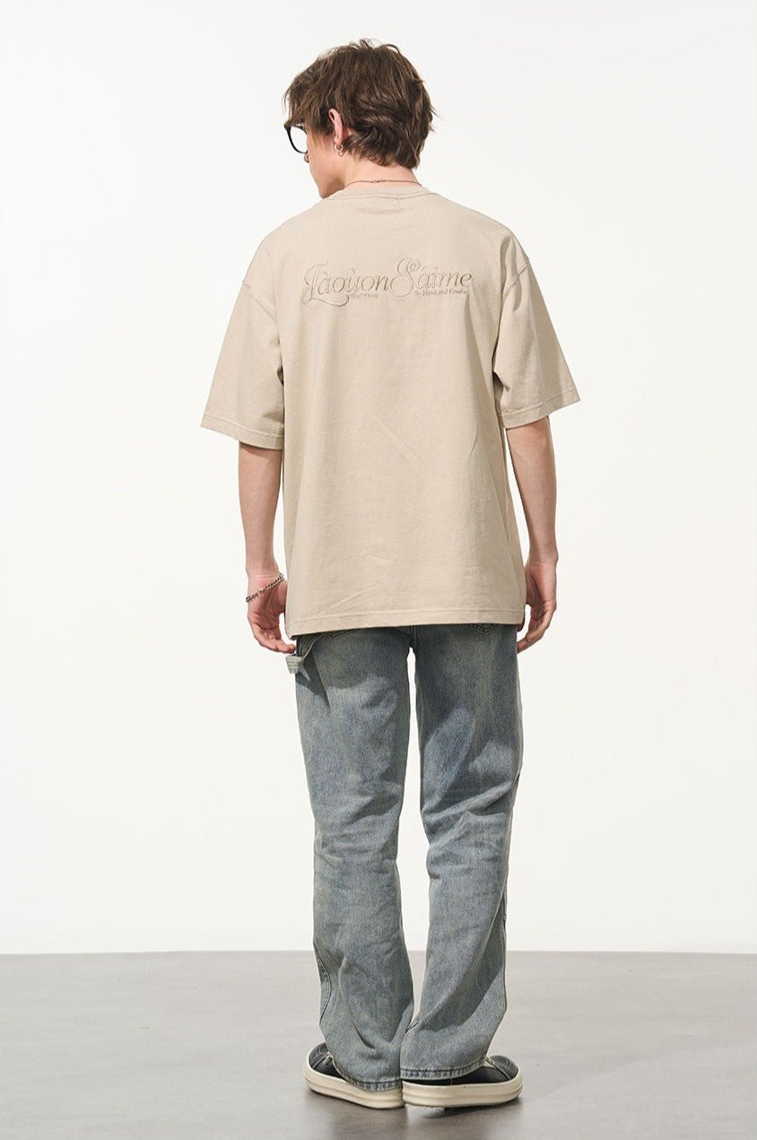 Handwritten Embroidered French Slogan Letter Tee - COPPING THREADS - Harsh and Cruel