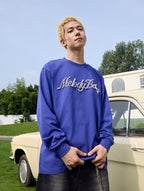 Handwritten Pearl Embroidery Crewneck Long Sleeve Tee - COPPING THREADS - Harsh and Cruel