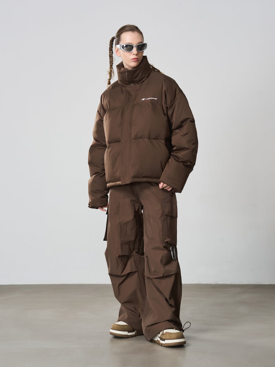 Harsh and Cruel Maillard Retro Stand Collar Thickened Puffer Jacket - COPPING THREADS - Harsh and Cruel