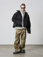 Harsh and Cruel Maillard Retro Stand Collar Thickened Puffer Jacket - COPPING THREADS - Harsh and Cruel