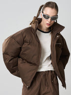 Harsh and Cruel Maillard Retro Stand Collar Thickened Puffer Jacket - COPPING THREADS - Harsh and Cruel