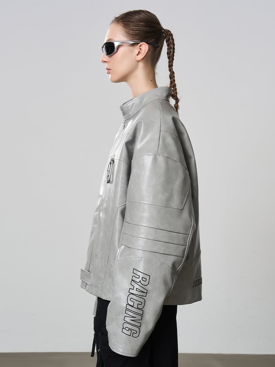 Harsh and Cruel – Matte, dekonstruierte Patchwork-Kunstlederjacke Zweitbild