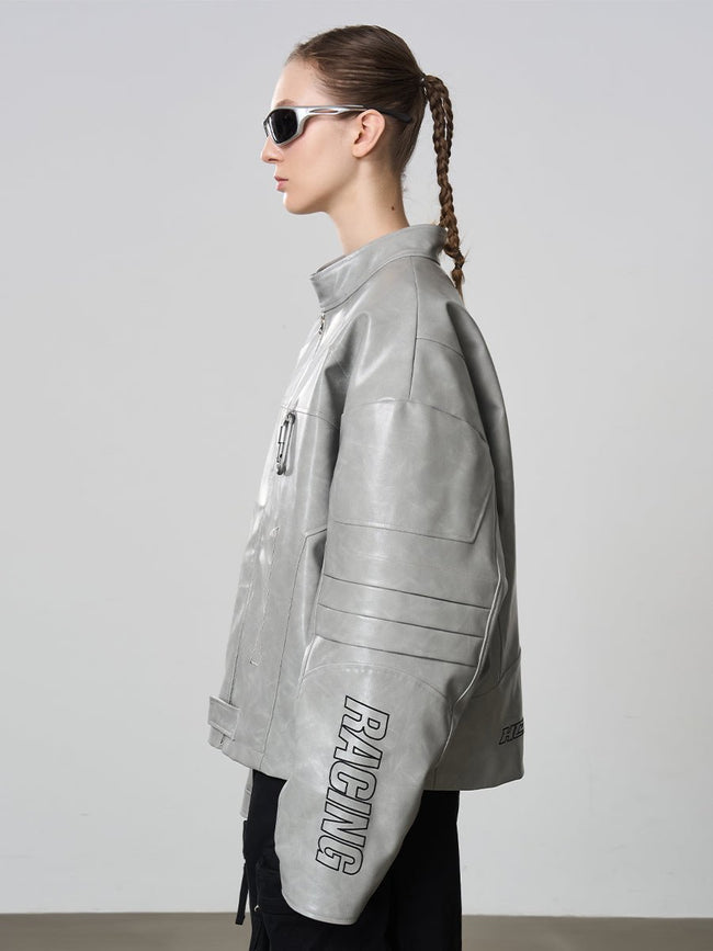 Harsh and Cruel Matte Deconstructed Patchwork Faux Leather Jacket Main Image