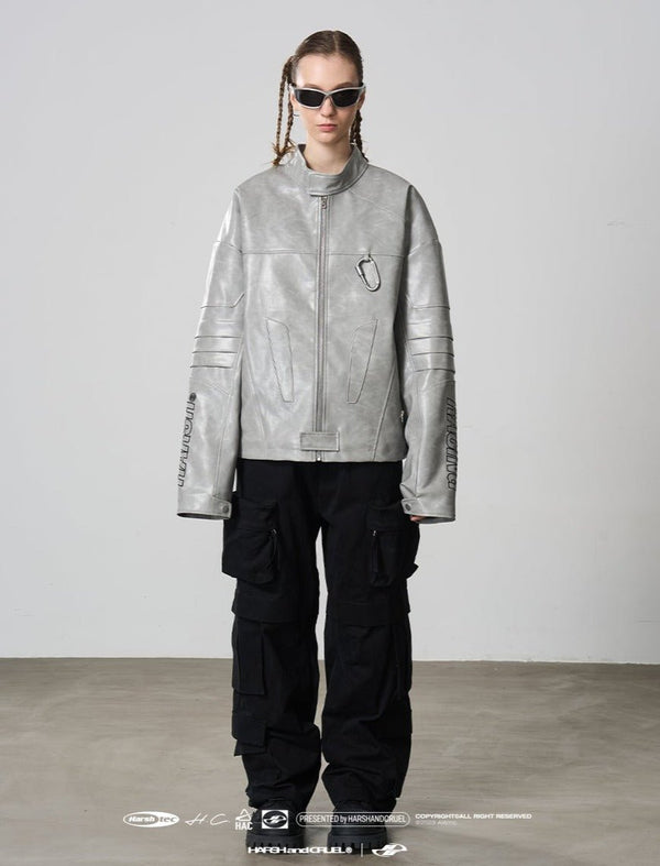 Harsh and Cruel Matte Deconstructed Patchwork Faux Leather Jacket - COPPING THREADS - Harsh and Cruel