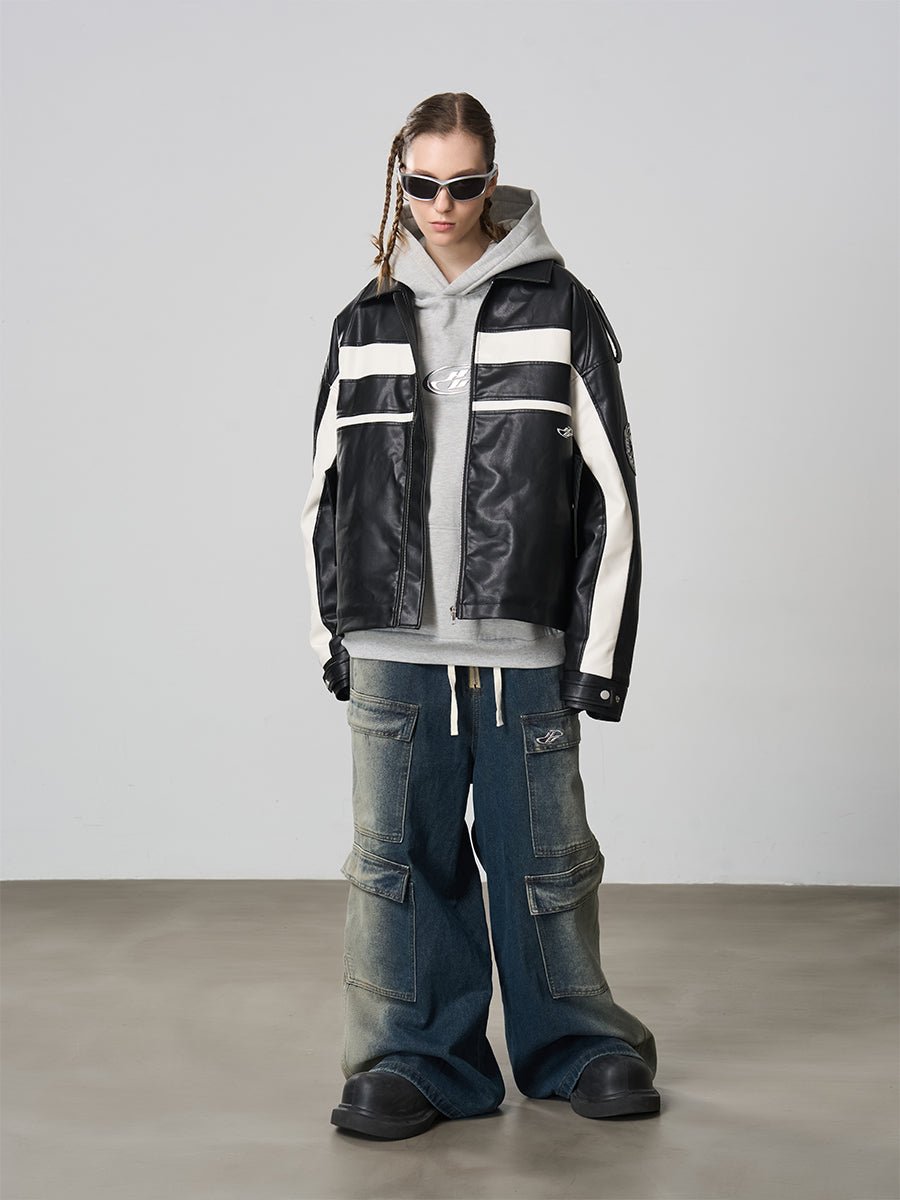 Harsh and Cruel Racing Element Windproof Motorcycle Leather Jacket - COPPING THREADS - Harsh and Cruel