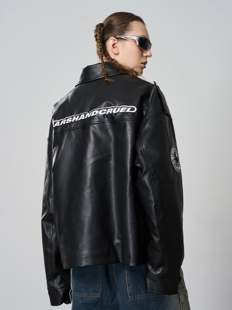 Harsh and Cruel Racing Element Windproof Motorcycle Leather Jacket - COPPING THREADS - Harsh and Cruel