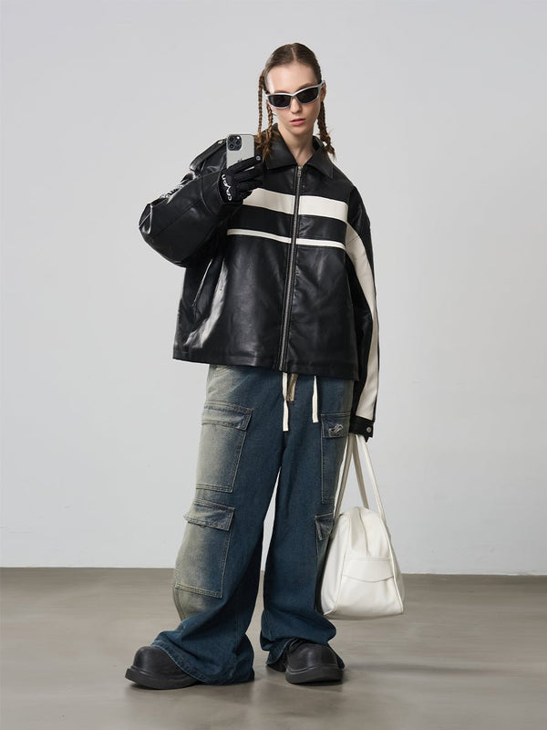 Harsh and Cruel Racing Element Windproof Motorcycle Leather Jacket - COPPING THREADS - Harsh and Cruel
