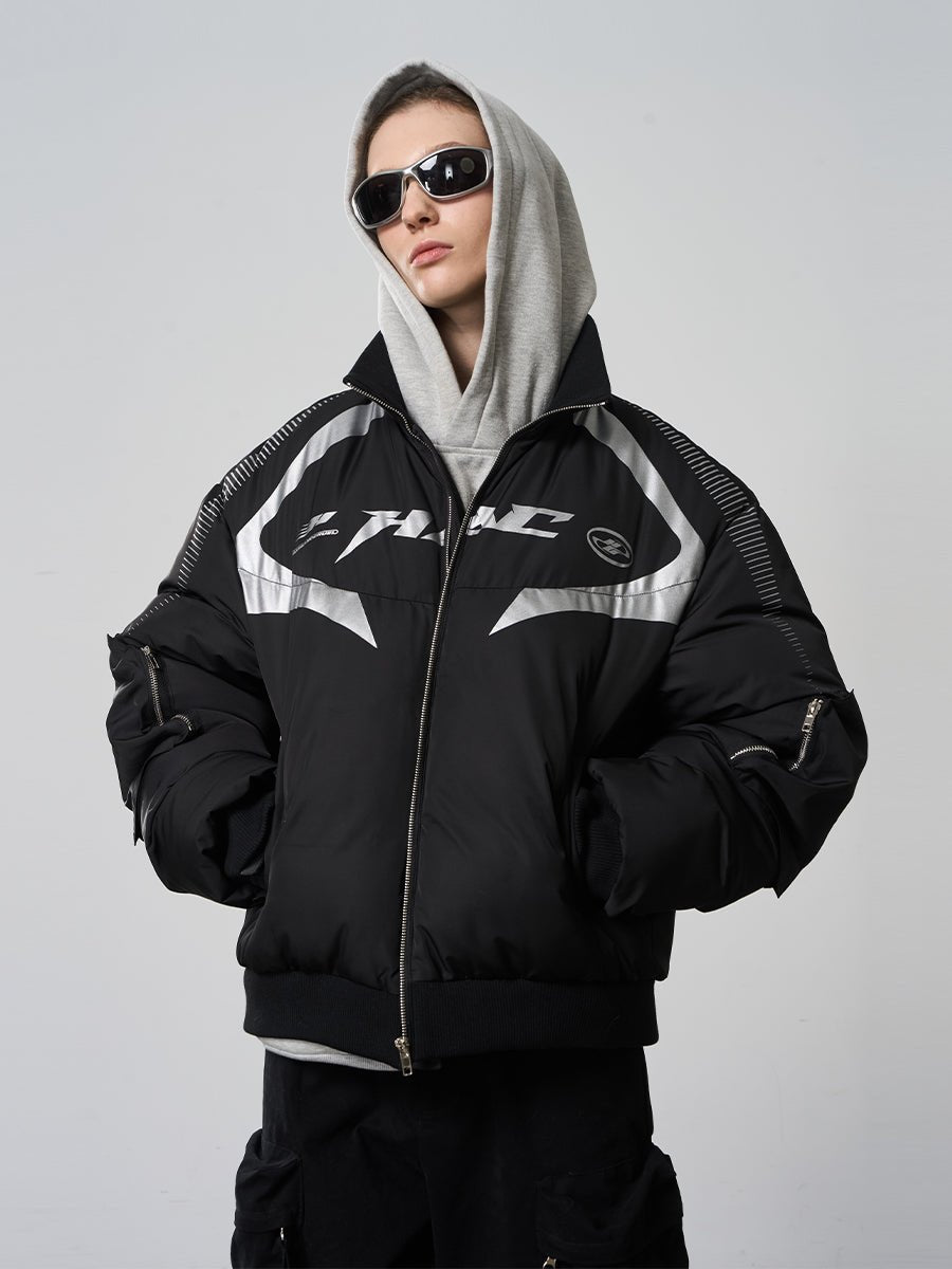 Harsh and Cruel Silver Logo Motorcycle Racing Cotton Jacket - COPPING THREADS - Harsh and Cruel