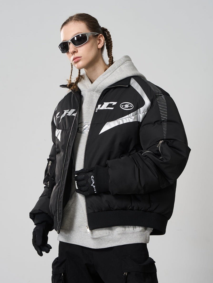 Harsh and Cruel Silver Logo Motorcycle Racing Cotton Jacket - COPPING THREADS - Harsh and Cruel