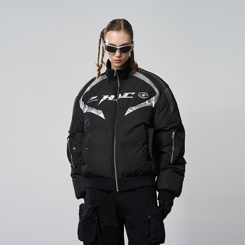 Harsh and Cruel Silver Logo Motorcycle Racing Cotton Jacket - COPPING THREADS - Harsh and Cruel