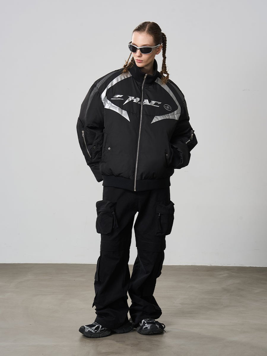 Harsh and Cruel Silver Logo Motorcycle Racing Cotton Jacket - COPPING THREADS - Harsh and Cruel