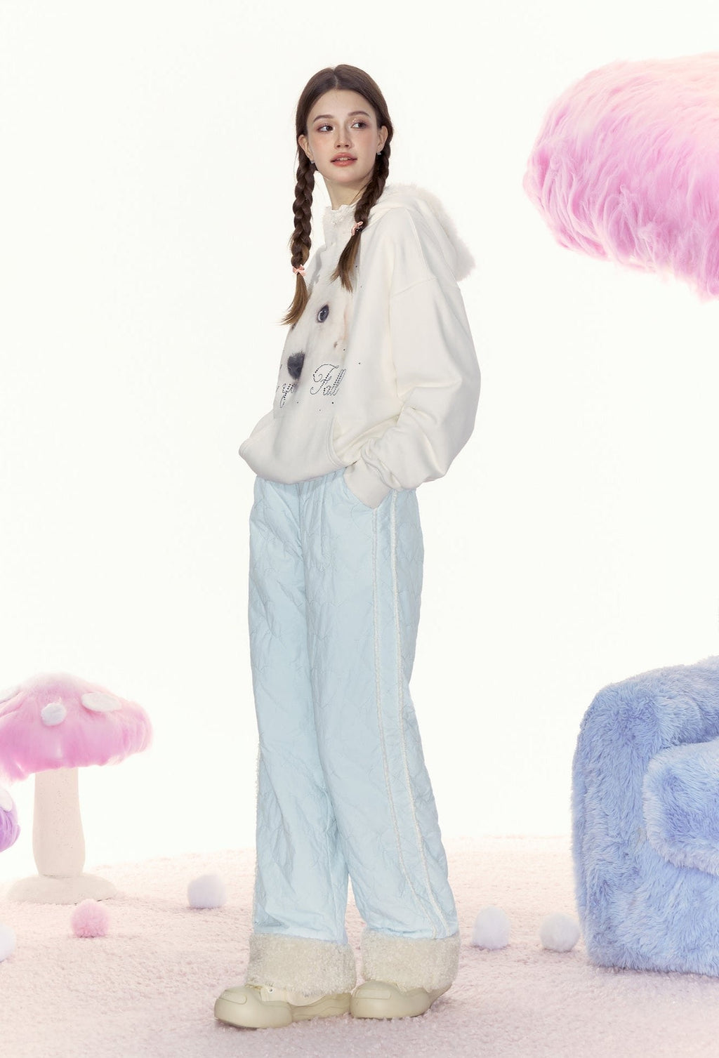 Heart Embroidery Raw Hem Straight - Leg Cotton Pants - COPPING THREADS - AYF