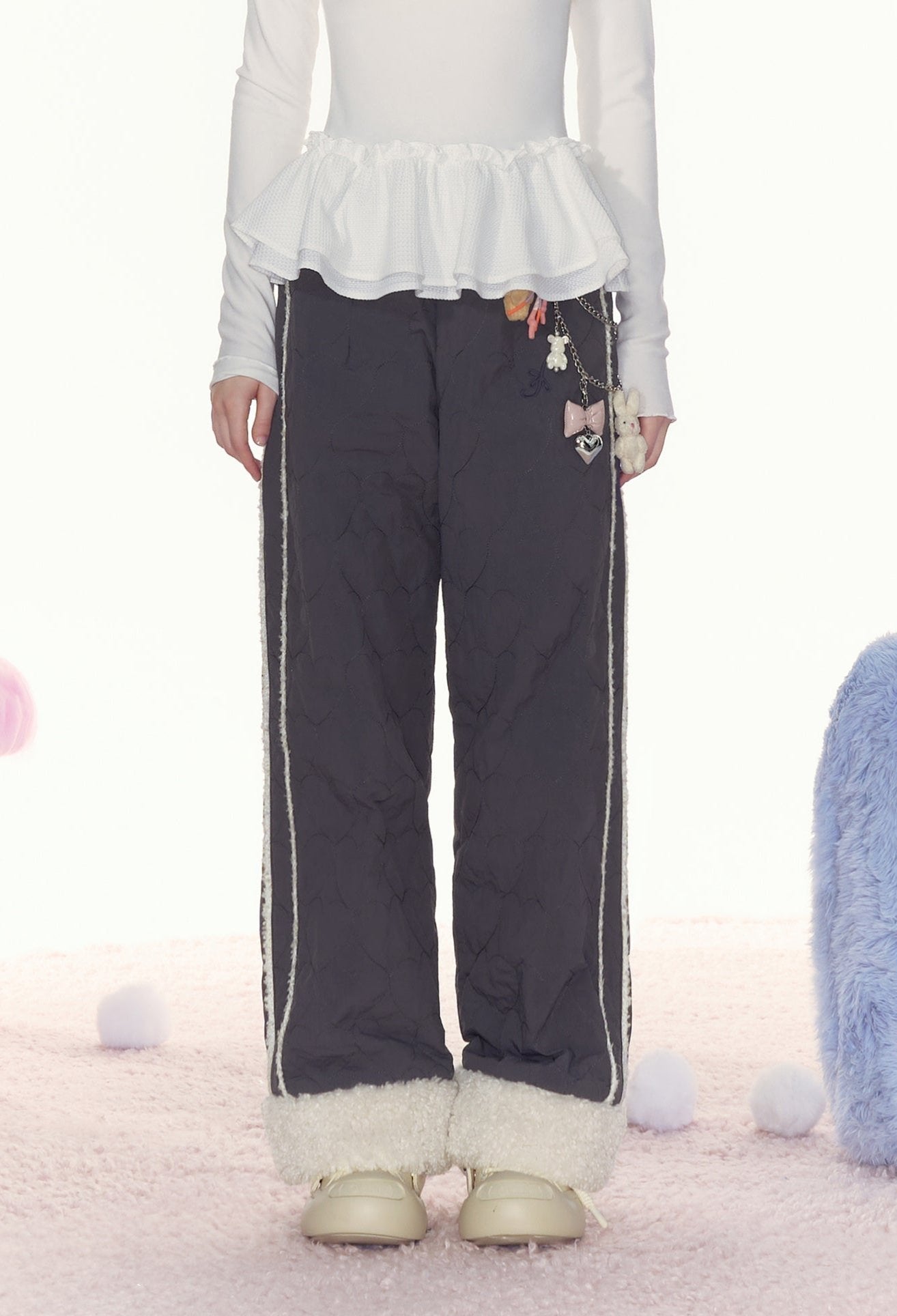 Heart Embroidery Raw Hem Straight - Leg Cotton Pants - COPPING THREADS - AYF