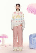 Heart Embroidery Raw Hem Straight - Leg Cotton Pants - COPPING THREADS - AYF