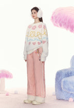 Heart Embroidery Raw Hem Straight - Leg Cotton Pants - COPPING THREADS - AYF